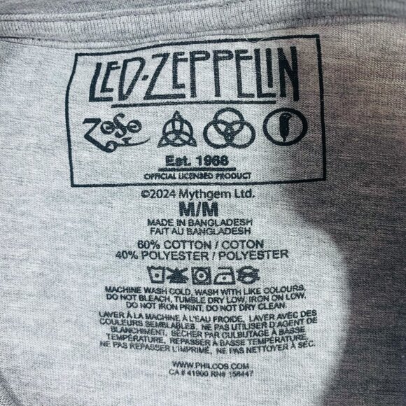 LED ZEPPELIN  logo band T-shirt  color grey  men t-shirt size medium - Picture 4 of 10